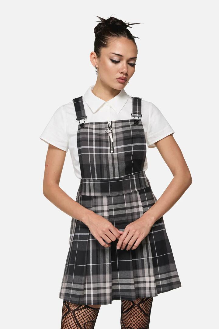Image of Dresses. Productname: Lovett Goth Tartan Pinafore in Grey colour by brand - Black Friday