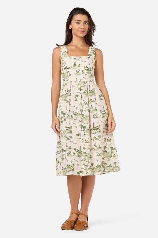 Image of Dresses. Productname: Seaside Toile Midi Dress in Green colour by brand - Princess Highway