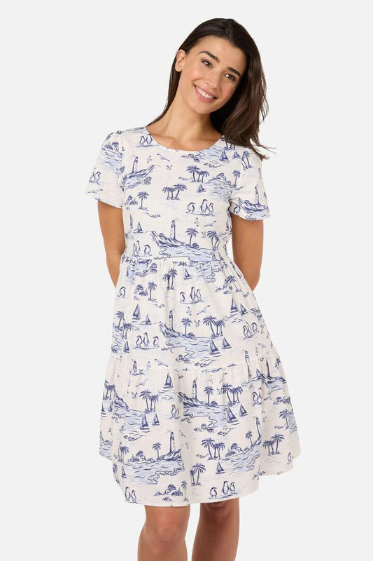 Image of Dresses. Productname: Seaside Toile Mini Dress in Blue colour by brand - Princess Highway