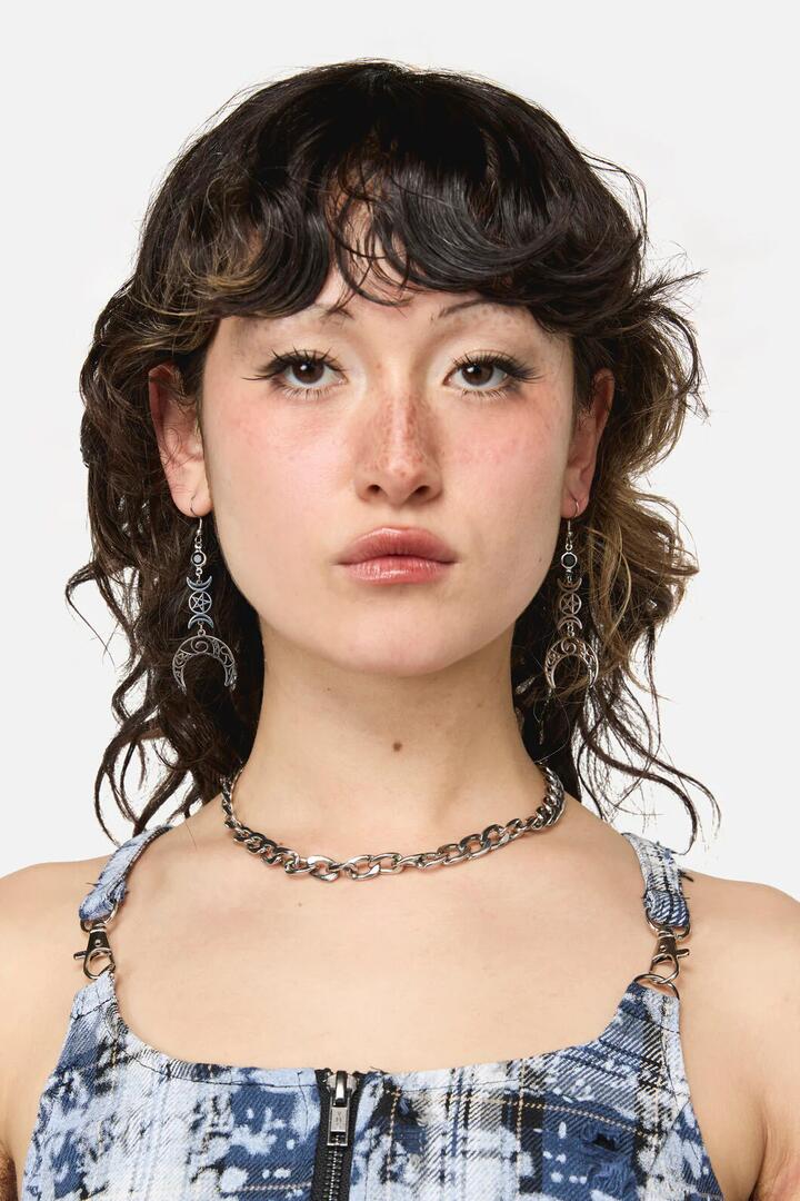 Image of Earrings. Productname: Crescent Moon Earrings in Silver colour by brand - Dangerfield