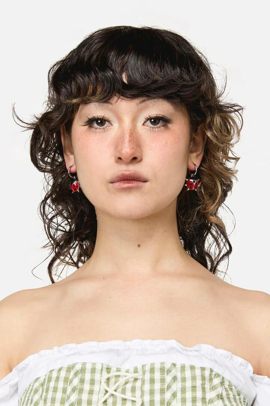 Image of Earrings. Productname: Lady Bug Sleeper Earrings in Silver colour by brand - Dangerfield