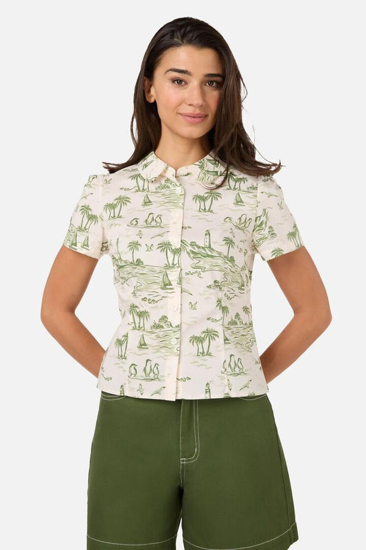 Image of Blouses. Productname: Seaside Toile Blouse in Green colour by brand - Princess Highway