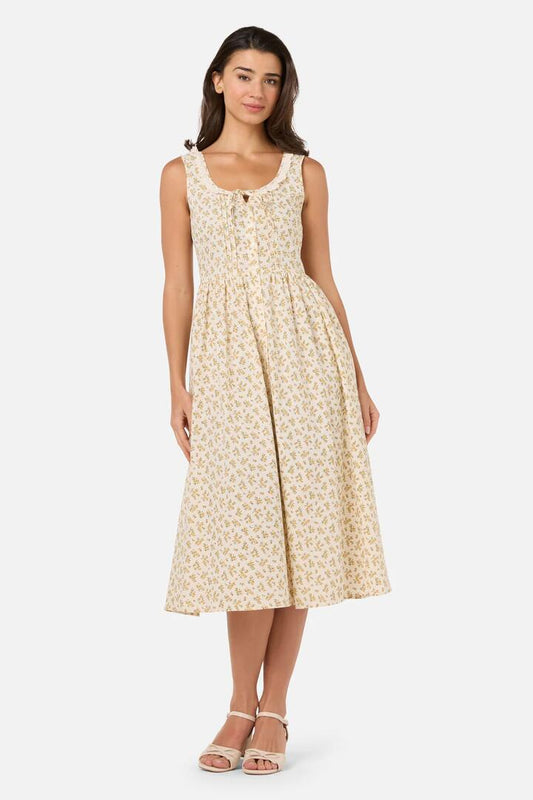 Image of Lingerie. Productname: Elodie Ditsy Corset Midi Dress in Yellow colour by brand - Princess Highway