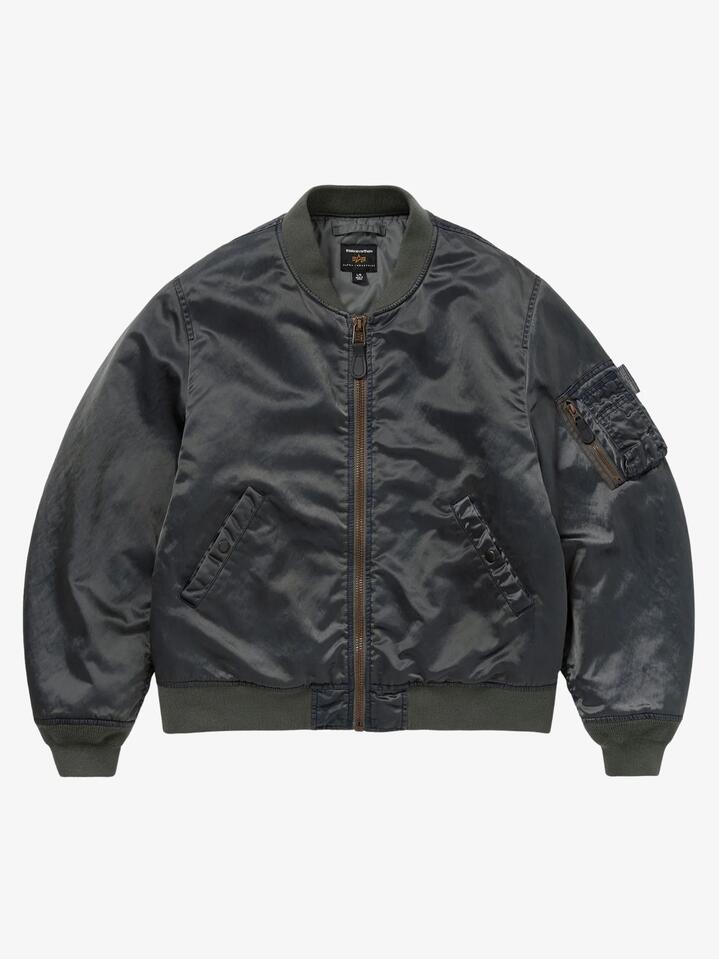 Image of Coats & Jackets. Productname: Alpha Industries Tnt X Alpha Ma-1 Flight Jacket in Gunmetal colour by brand - Alpha Industries