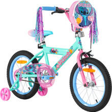 Image of Toys. Product name - Disney Stitch 16inch Bike with Training Wheels in colour by brand - 