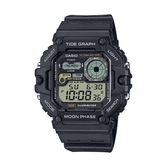 Image of Watches. Productname: Casio Tide Graph Black Digital Watch WS1700H-1A in Watch colour by brand - Casio
