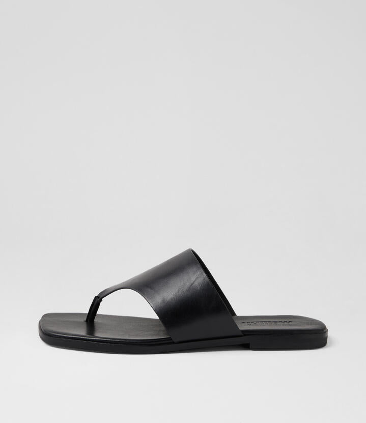 Image of Sandals. Productname: Amii Black Leather Sandals in Black colour by brand - MOLLINI