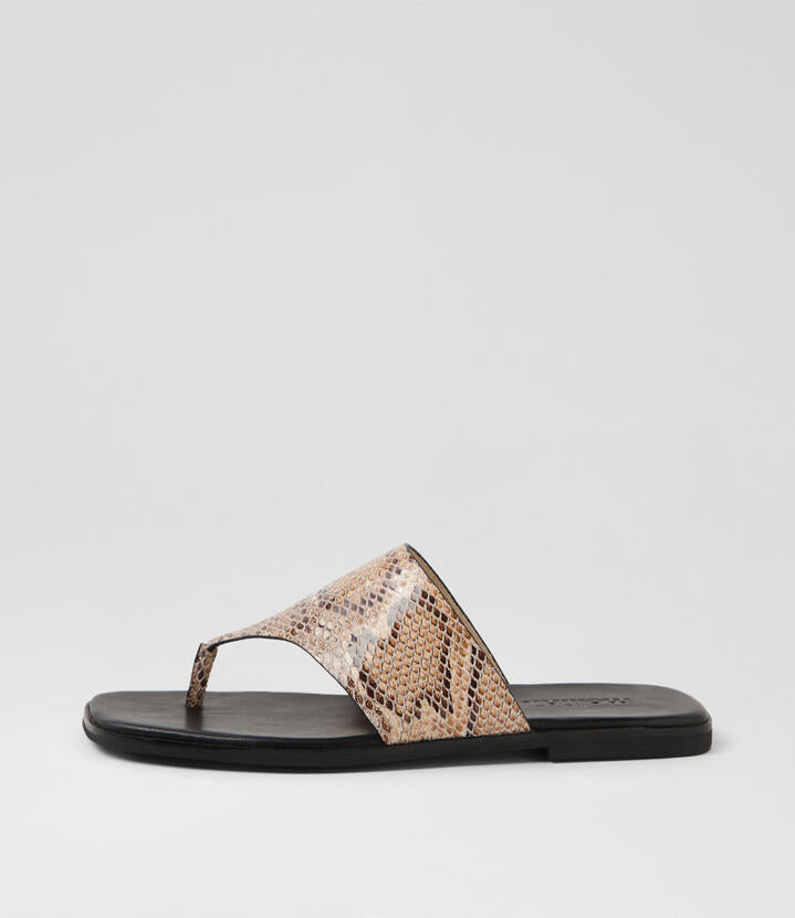 Image of Sandals. Productname: Amii Nude Snake Leather Sandals in Nude colour by brand - MOLLINI