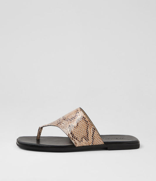 Image of Sandals. Productname: Amii Nude Snake Leather Sandals in Nude colour by brand - MOLLINI