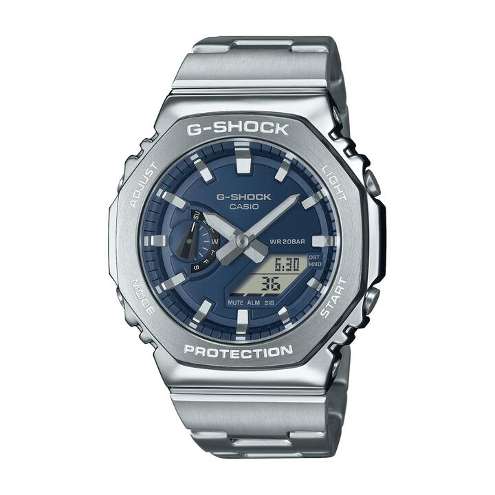 Image of Watches. Productname: Casio G-Shock G Steel Silver Digital Watch GM2110D-2B in Watch colour by brand - Casio G Shock