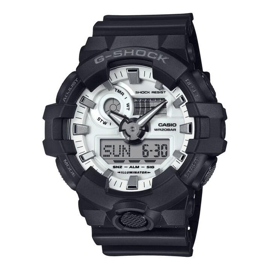 Image of Watches. Productname: Casio G Shock Black and White Digital Watch GA700WD-1A in Watch colour by brand - Casio G Shock