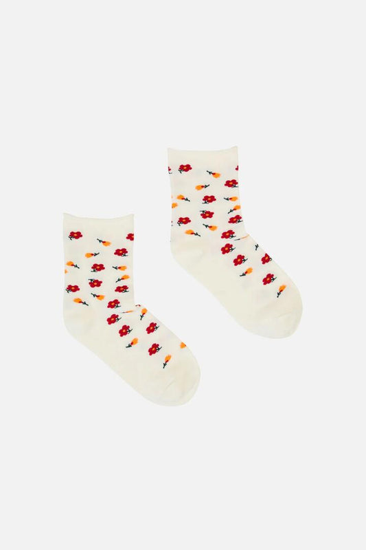 Image of Socks. Productname: White Dainty Floral Socks in White colour by brand - Princess Highway