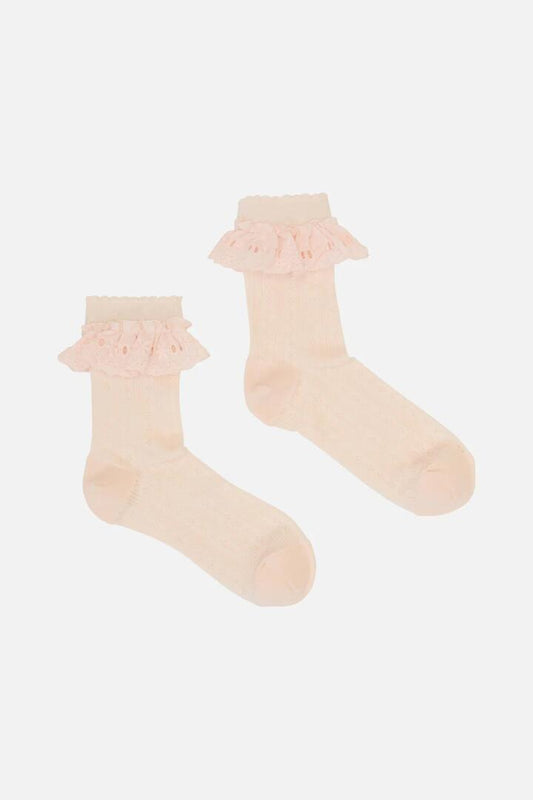 Image of Socks. Productname: Pointelle Lace Frill Sock in Pink colour by brand - Princess Highway