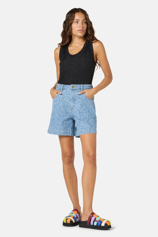 Image of a model wearing Shorts. Productname: Sea Bubbles Denim Short in Print colour by brand - Gorman