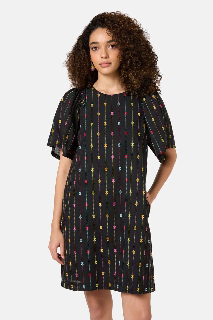 Image of Dresses. Product name - Light Show Cotton Jaquard Dress in Black colour by brand - Gorman