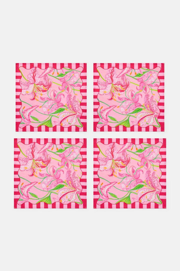 Image of Kitchen & Dining. Productname: Pop Lily Napkin Set 4 in Print colour by brand - Gorman