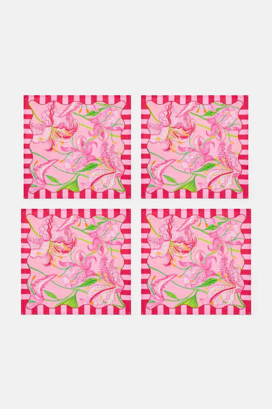 Image of Kitchen & Dining. Productname: Pop Lily Napkin Set 4 in Print colour by brand - Gorman