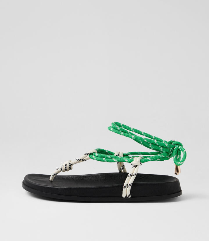 Image of Sandals. Productname: Hampa Cream Emerald Multi Sandals in Cream-Emerald colour by brand - MOLLINI