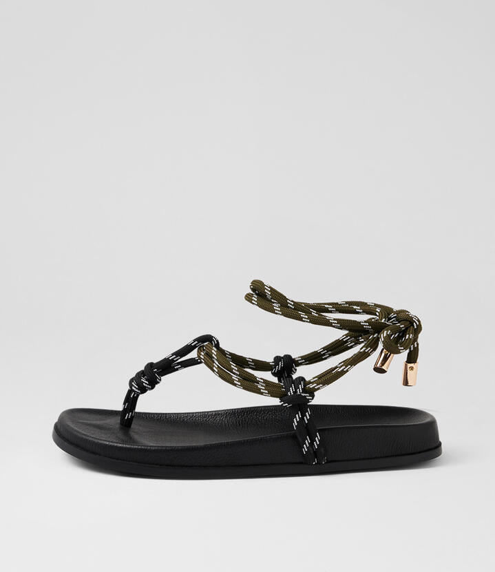 Image of Sandals. Productname: Hampa Black Olive Multi Sandals in Black-Olive colour by brand - MOLLINI