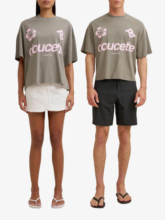 Image of T-Shirts. Productname: Doucette Unisex Hibiscus Compact Tee in Washed Black colour by brand - Doucette