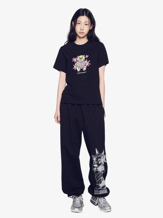 Image of T-Shirts. Productname: ADLV Women's Ac Bear Heart T-Shirt in Black colour by brand - ADLV