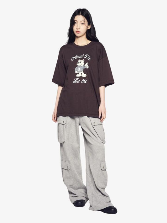 Image of T-Shirts. Productname: ADLV Ac Bear Welcome T-Shirt in Deep Brown colour by brand - ADLV