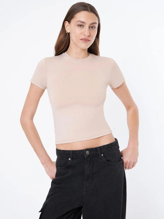 Image of a model wearing Tops. Productname: First Mse Mse Standard T-Shirt in Praline colour by brand - First Mse