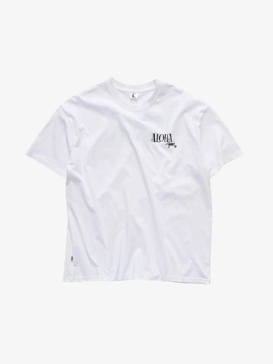 Image of a model wearing Tops. Productname: S-Double Aloha Tee in White colour by brand - S-Double