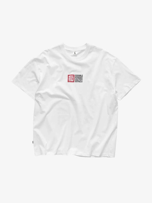 Image of a model wearing Tops. Productname: S-Double Flags Tee in White colour by brand - S-Double