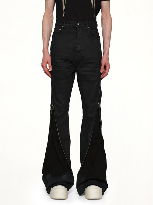 Image of a model wearing Denim. Productname: RICK OWENS DRKSHDW Bolan Banana in Black Wax colour by brand - RICK OWENS DRKSHDW