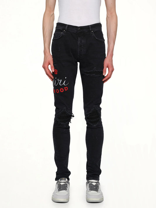 Image of Jeans. Product name - Club Amiri MX1 Jean in Black colour by brand - AMIRI