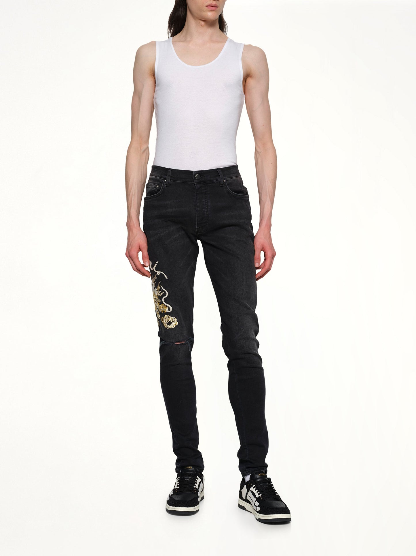 Amiri Dragon Repair Slim Jean (Black)