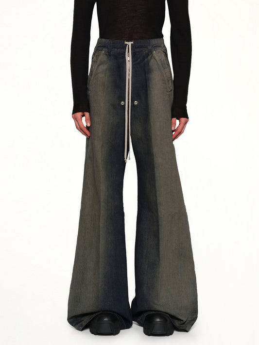 Image of a model wearing Pants. Productname: RICK OWENS Wide Bela Pants in Darkdust Degrade colour by brand - RICK OWENS