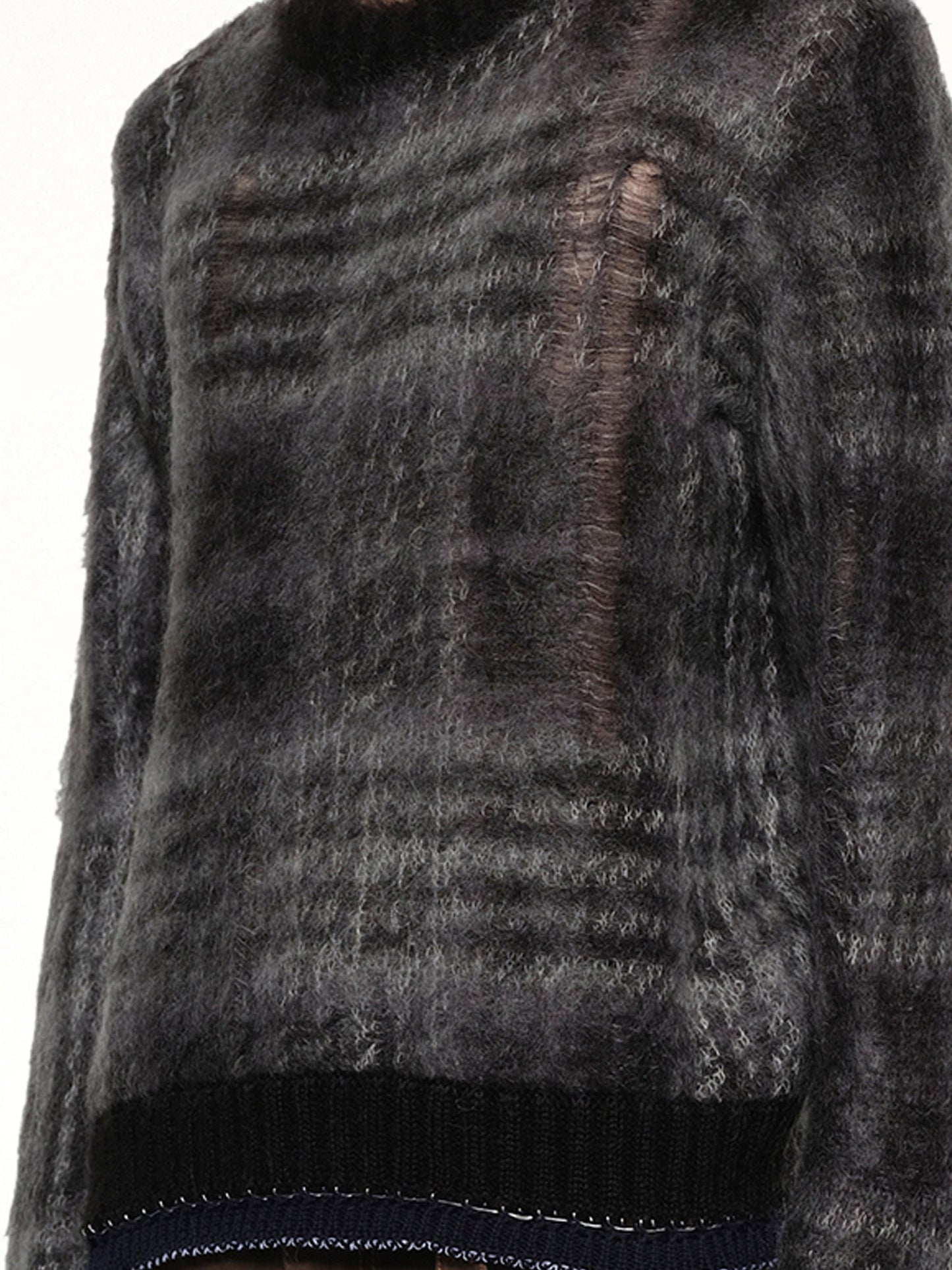 SACAI Plaid Mohair Knit Pullover (Black)