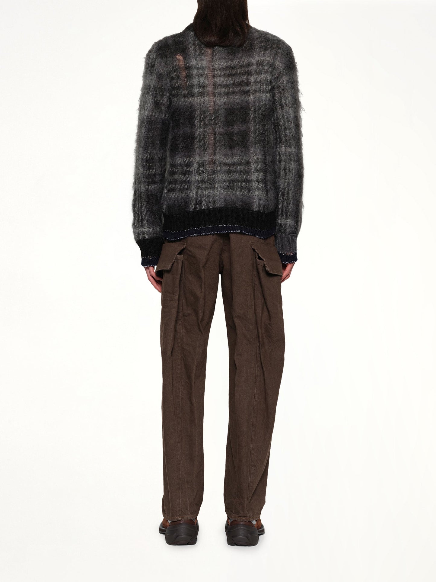 SACAI Plaid Mohair Knit Pullover (Black)