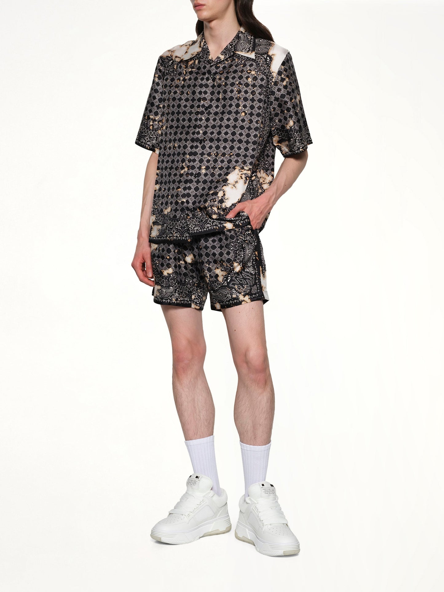 AMIRI Bleach Bandana Bowling Shirt (Black)