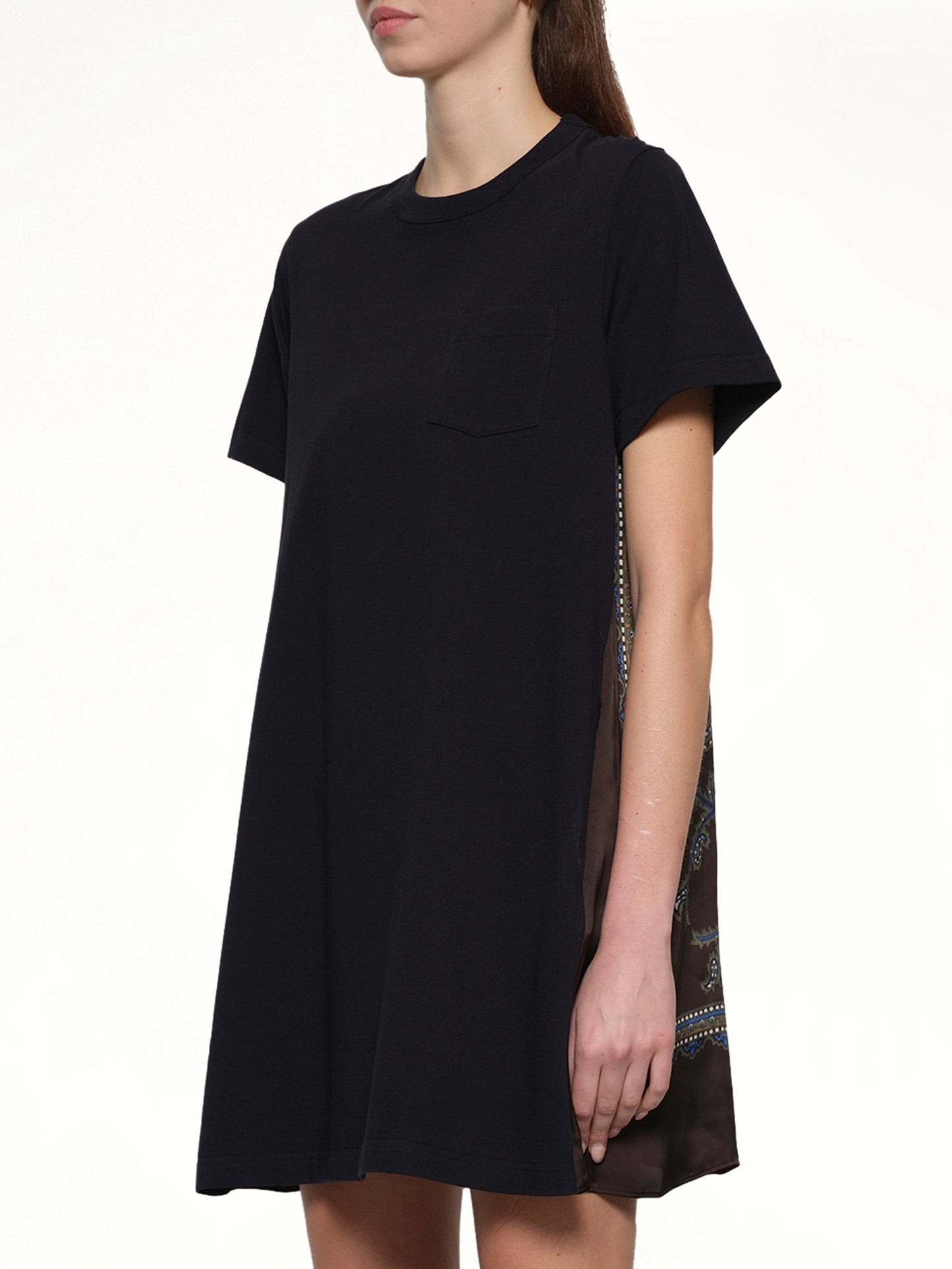 SACAI Paisley Print x Cotton Jersey Dress (Navy)