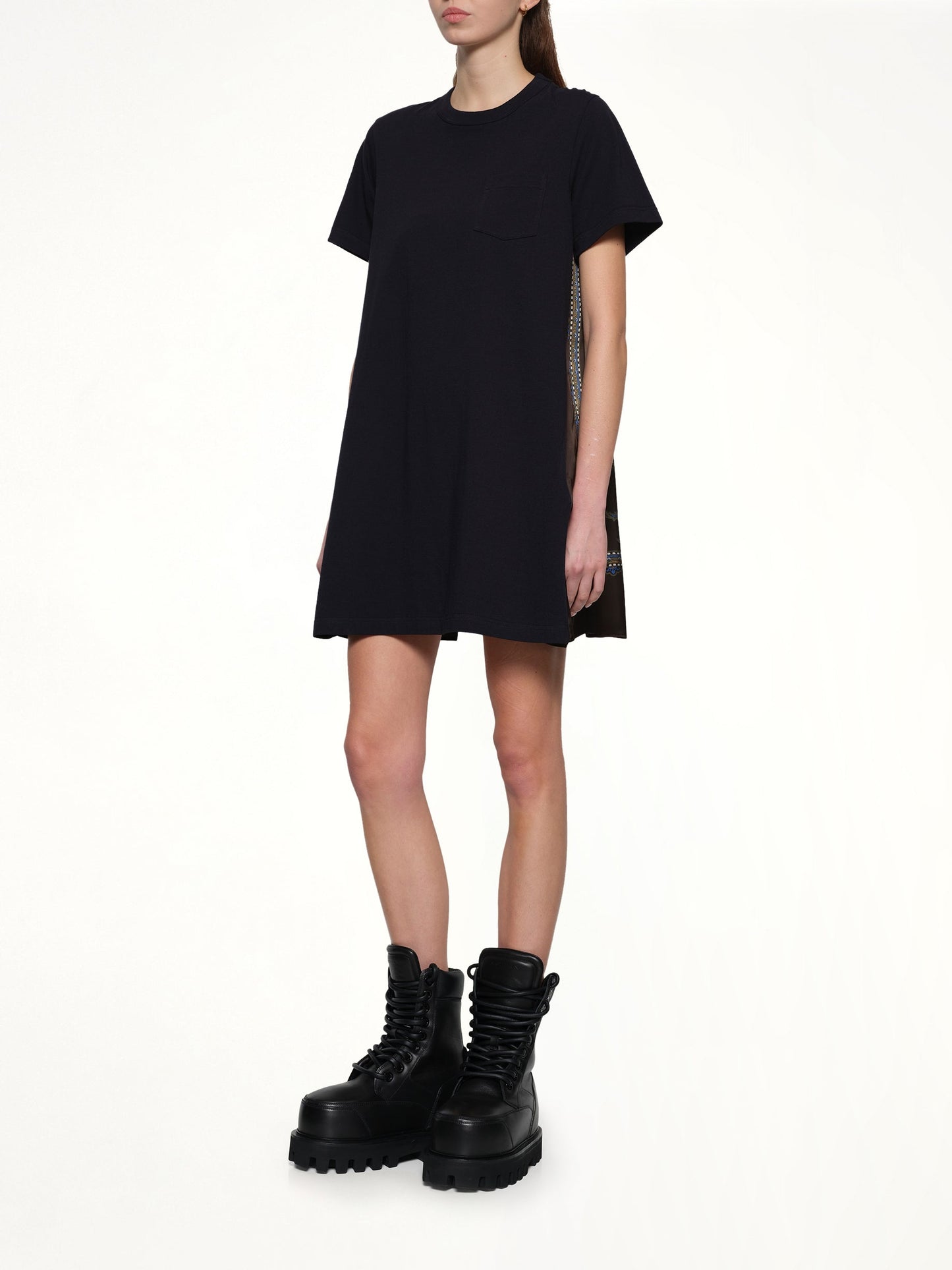 SACAI Paisley Print x Cotton Jersey Dress (Navy)