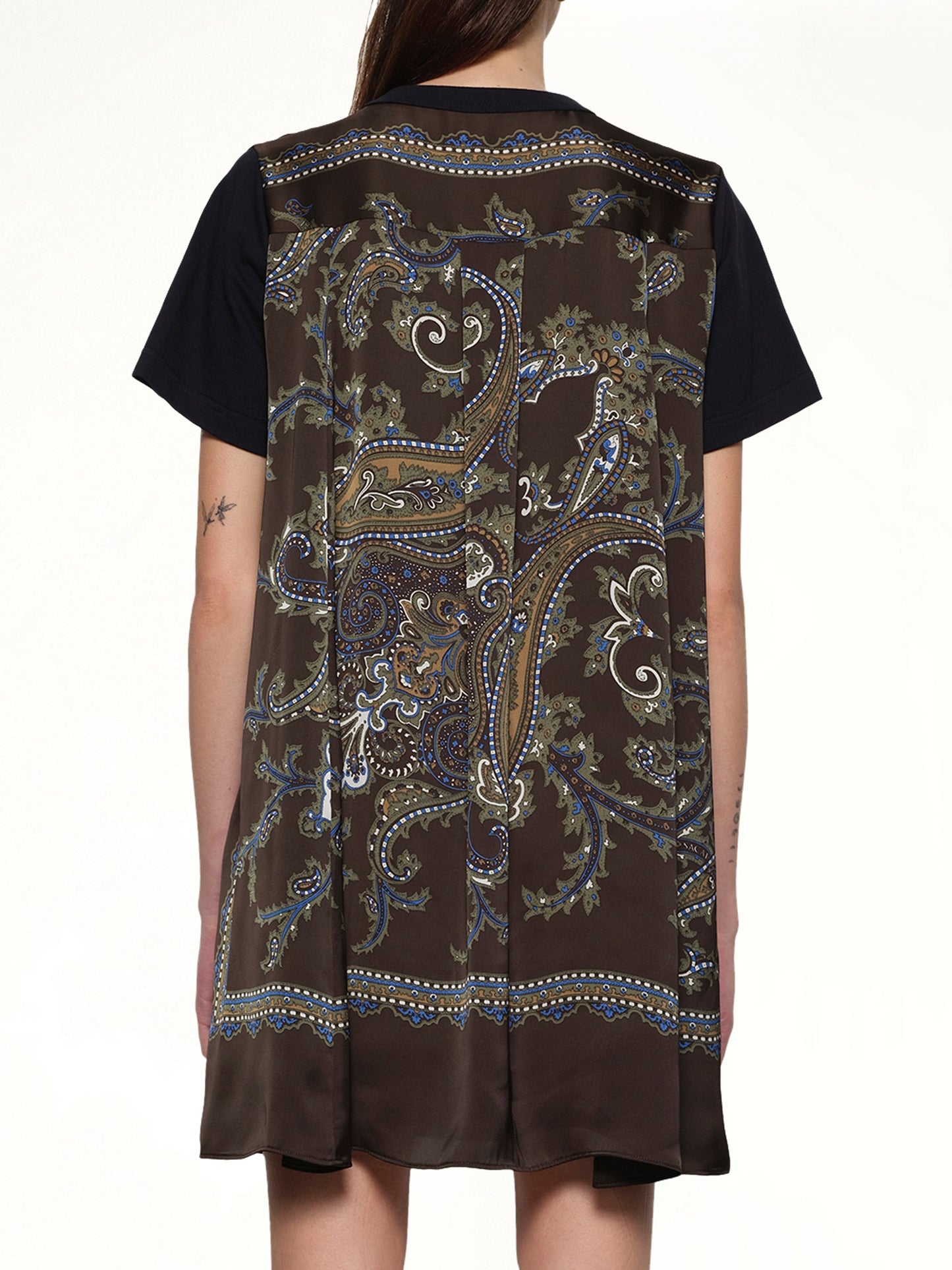 SACAI Paisley Print x Cotton Jersey Dress (Navy)