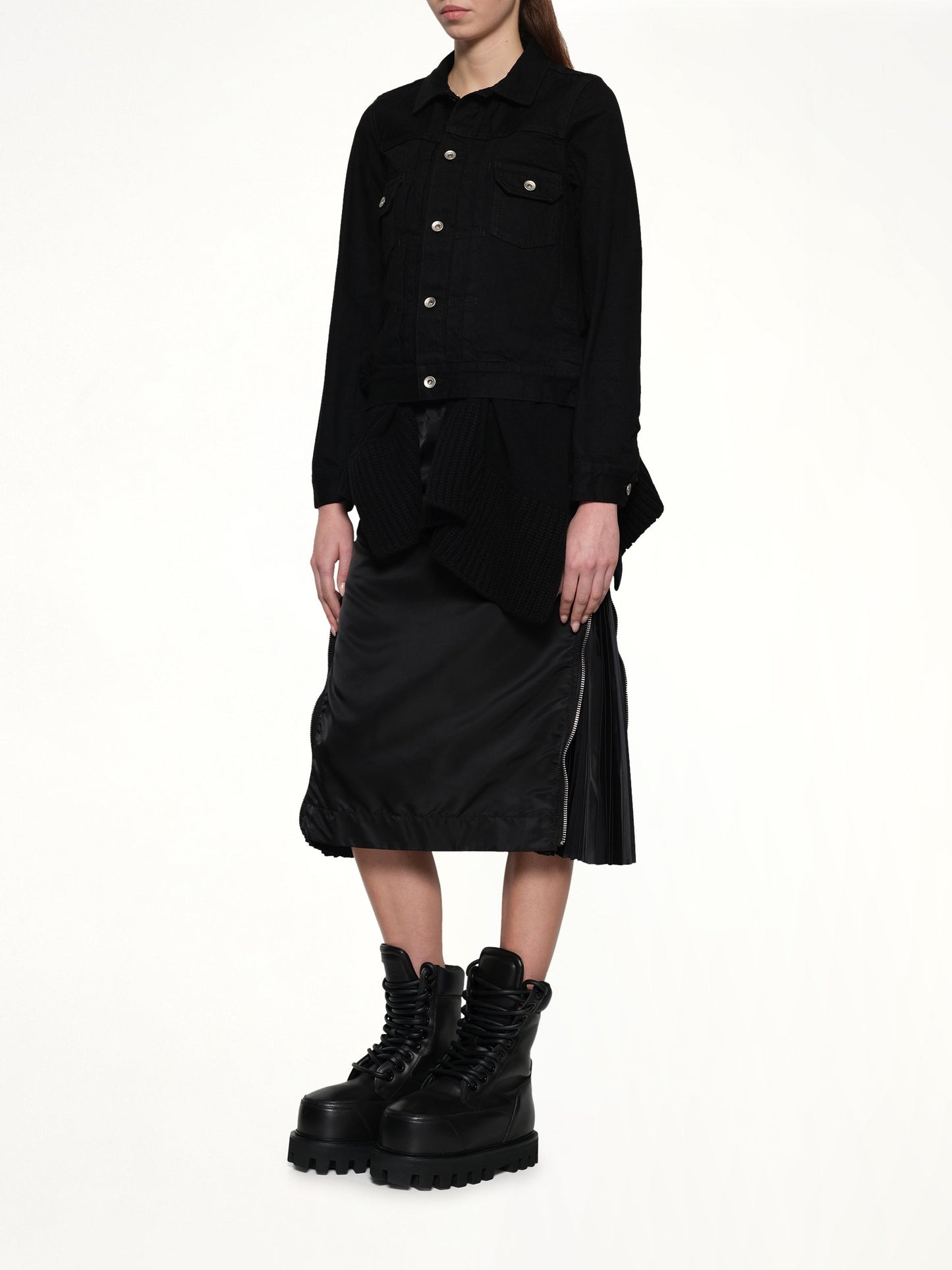 SACAI Denim x Wool Knit Jacket (Black)