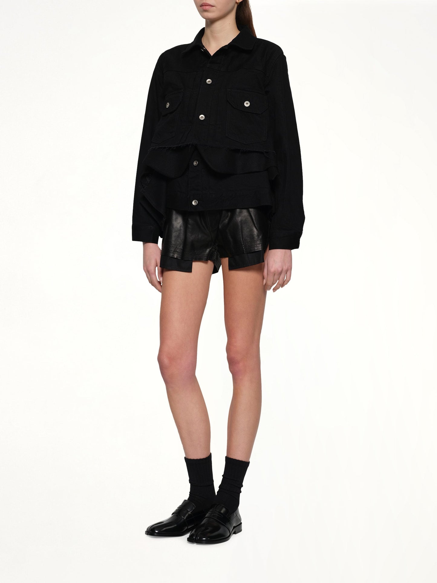 SACAI Denim x Wool Melton Jacket (Black)
