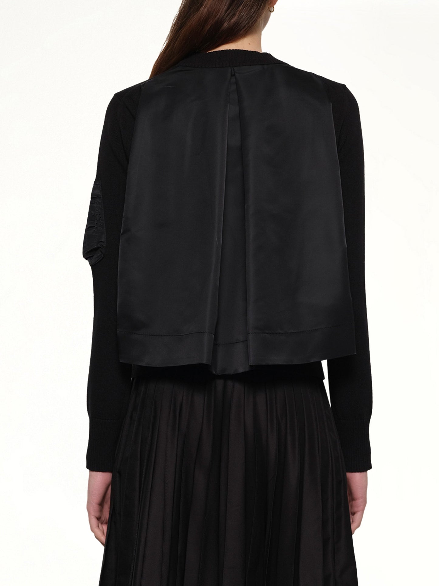 SACAI Nylon Twill x Cotton Knit Pullover (Black)