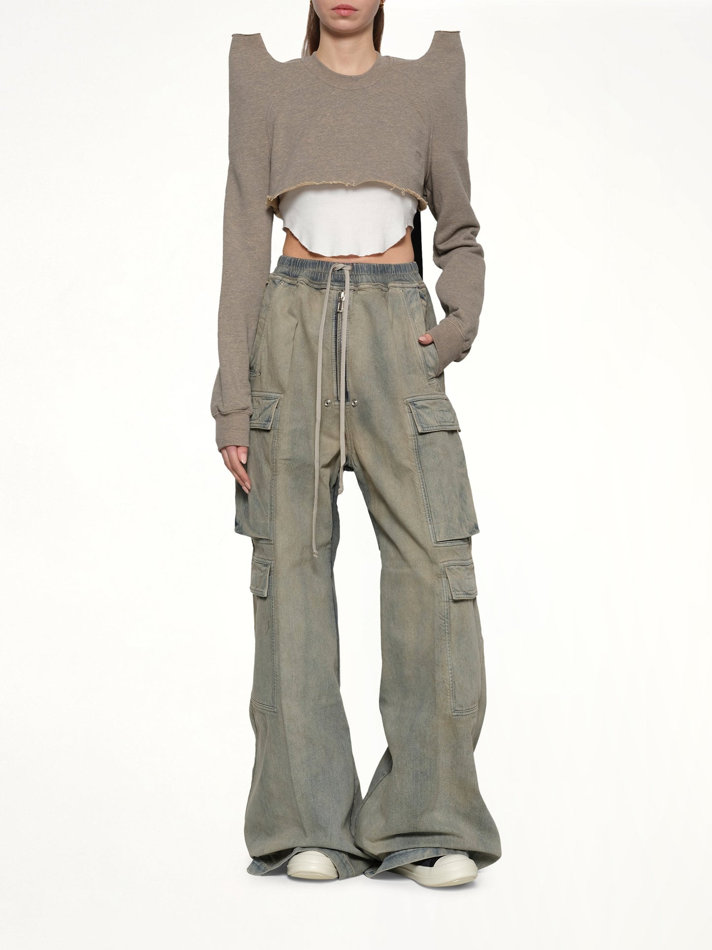RICK OWENS DRKSHDW Cropped Tecsweat (Melange Grey)