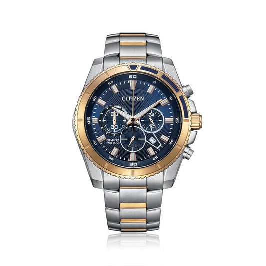 Image of Watches. Productname: Citizen Chronograph Blue and Silver Men's Watch AN8206-53L in Watch colour by brand - Citizen