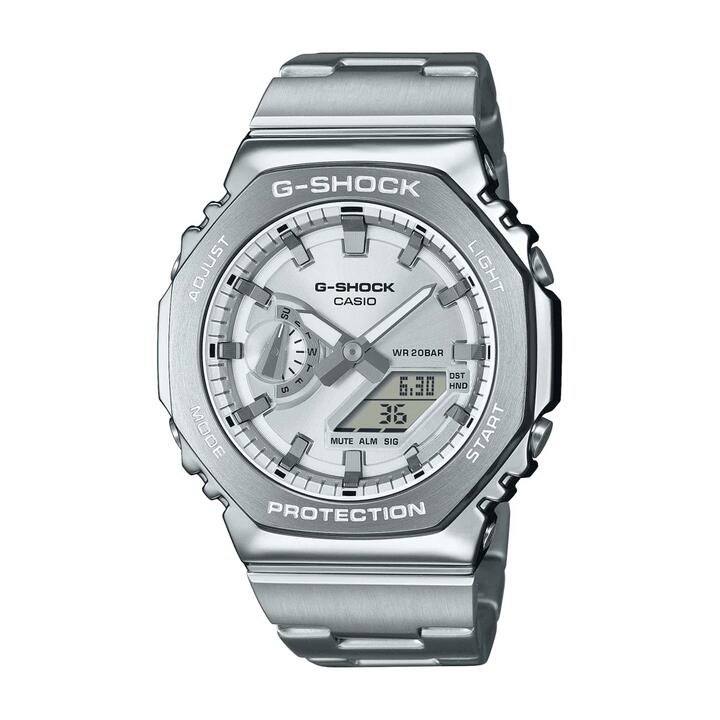 Image of Watches. Productname: Casio G-Shock G Steel Silver Digital Watch GM2110D-7A in Watch colour by brand - Casio G Shock