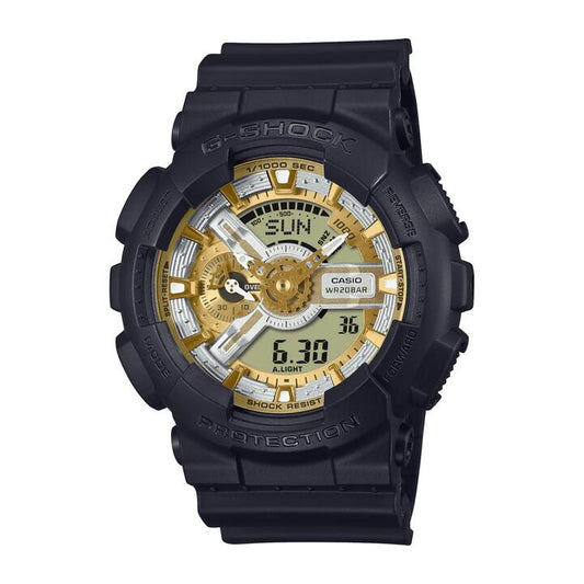 Image of Watches. Productname: Casio G Shock Black and Gold Digital Watch GA110CD-1A9 in Watch colour by brand - Casio G Shock