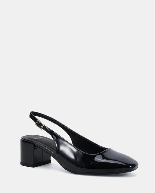 Image of Shoes. Productname: Ivoree: Black Patent - Women's Court - Low Heel in Black colour by brand - Novo