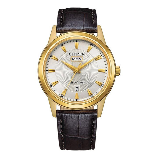 Image of Dresses. Productname: Citizen Dress Eco-Drive Men's White Watch AW0102-13A in Watch colour by brand - Citizen