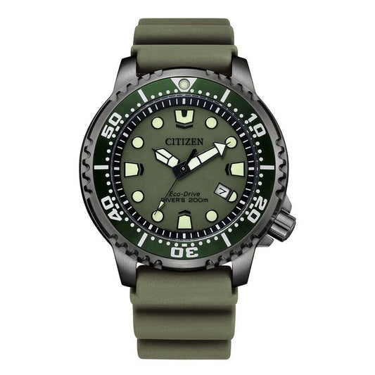 Image of Watches. Productname: Citizen Promaster Marine Eco-Drive Green Watch BN0157-11X in Watch colour by brand - Citizen