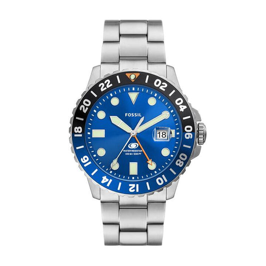 Image of Watches. Productname: Fossil FS5991 Blue and Silver Men's Watch in Watch colour by brand - Fossil